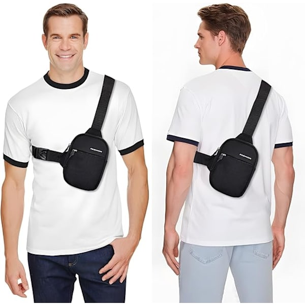 Liten Slingväska för Män Kvinnor, Lätt Vattentät Cross Body Bröstväska Nylon Axelväska med Justerbar Rem för Resor Utomhussporter