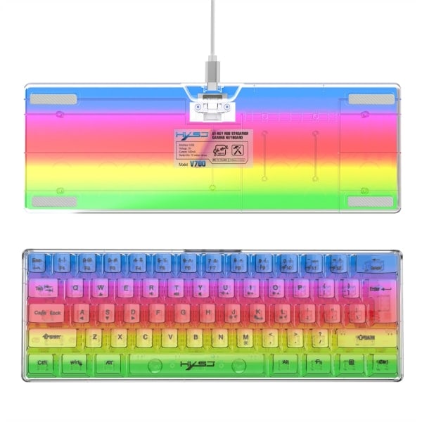 Vandtæt Mini Kompakt Spil Tastatur 61 Taster Spil Tastatur RGB Baggrundsbelysning Ultra Kompakt Mini Tastatur til PC Gamer