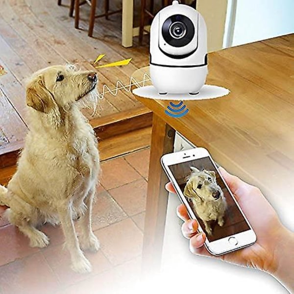 Smart Wifi 1080p mobiltelefon fjärrvisning, husdjursmonitor, ljudröstinteraktion, rörelsedetektering säkerhetskamera, mörkerseende, bildlarm push