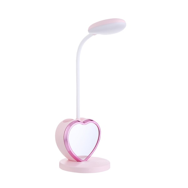 Bordslampa för flickor, ögonvänlig bordslampa med pennhållare, USB uppladdningsbar port, 2 färgtemperaturer för tonårspojkar, rosa