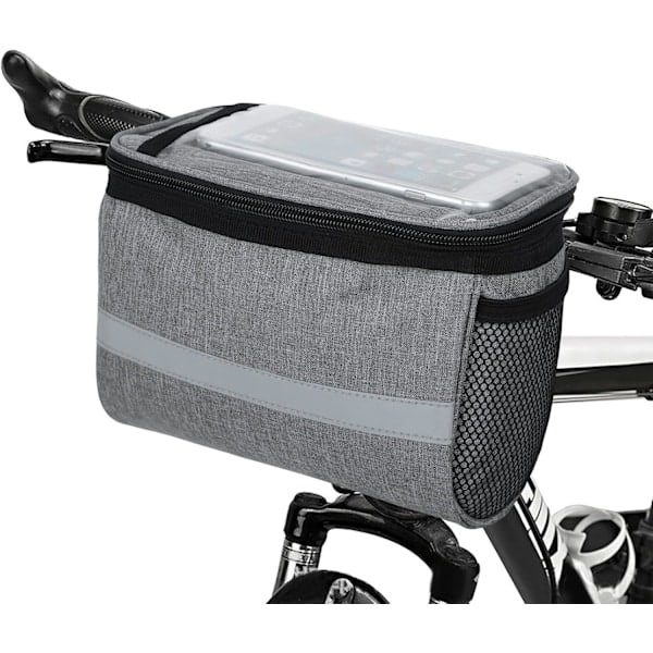 Vandtæt cykelstyr taske MTB cykel front taske multifunktionel cykel front top tube opbevaringstaske Grey
