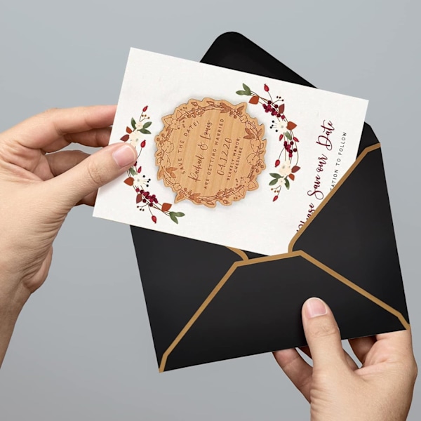 50 stk. Invitationskufferter, V-Flap Postkortkufferter Hurtiglukning Kufferter med Guldkant til Fødselsdag, Bryllupper, Graduationer, Hilsenskort Black