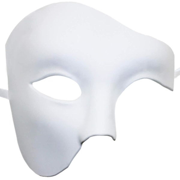 Maskeradmask för män Halloween Fantomen på Operan White