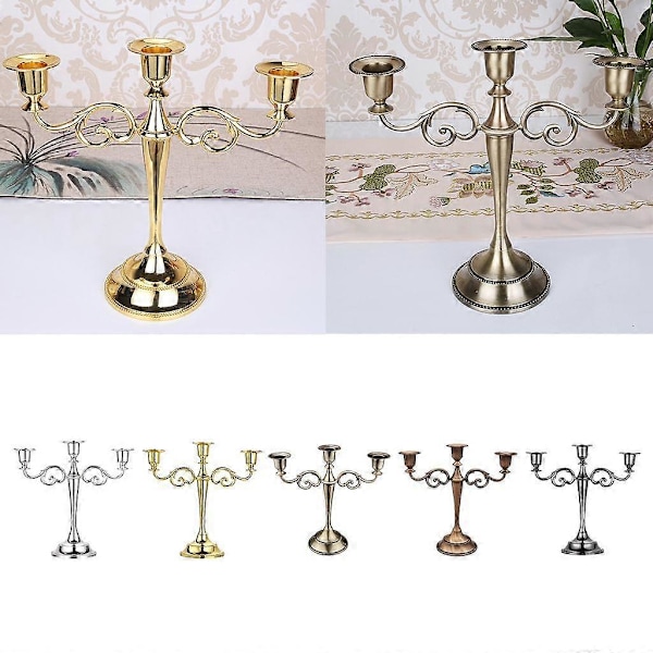 3 Ljusstake Pillar Ljusstake Matsalsrekvisita- Silver