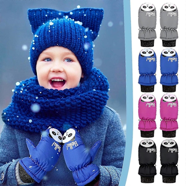 1 par vinter utendørs hansker for barn småbarn baby gutter jenter ski hansker vanntette sport snøvotter Blue