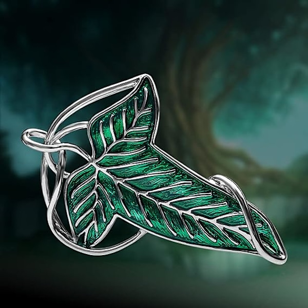 Elegant Jultomte Grön Löv Emalj Brosch