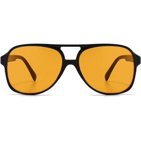 Vintage Aviator Solglasögon för Kvinnor Män 70-tal Glasögon Retro Överstora Gula Lins Skydd