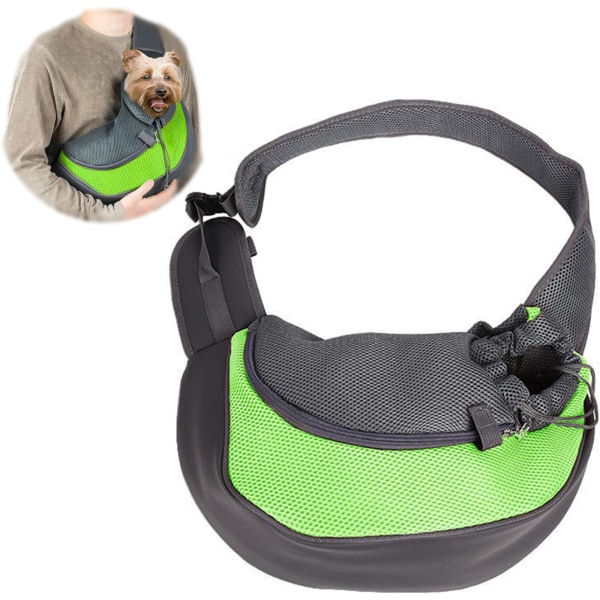 Hundsele, axelväska för sällskapsdjur, axelväska för mesh som andas handsfree, liten hundkatt (grön) green 37*27*25cm