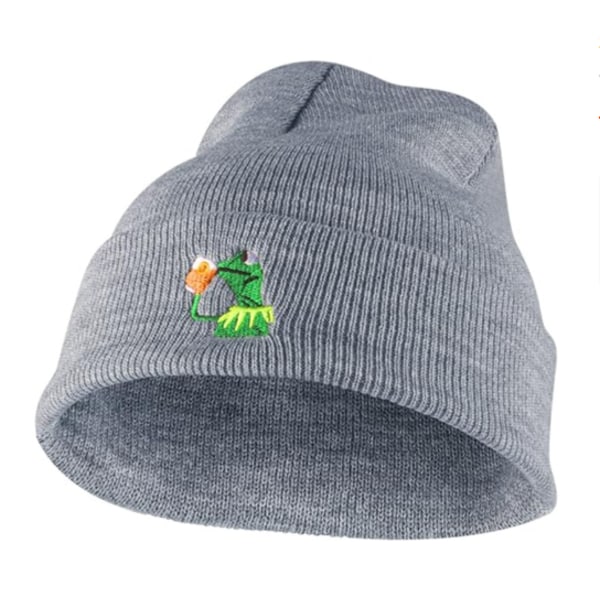 Vinter Kermit Grodan Sippar Te Beanie Varm Bekväm Mjuk Överdimensionerad Tjock Kabel Stickad Hatt Unisex Stickade Hattar Gray