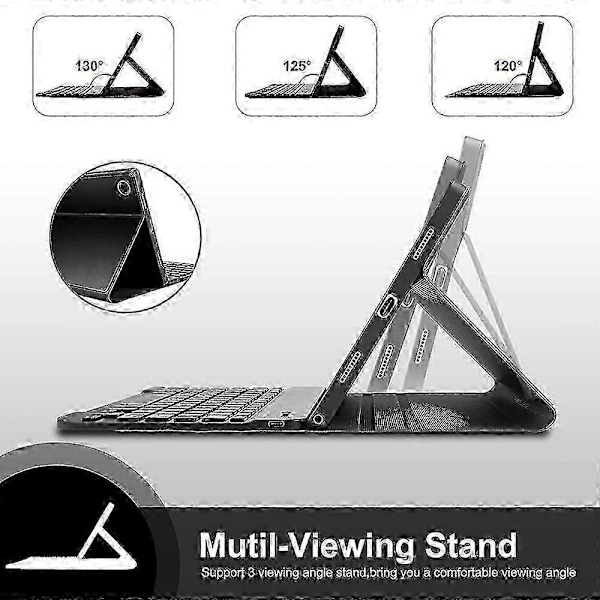 Samsung Galaxy Tab A8 10.5 (2022) X205 / X200 Kynäpaikka Jalustallinen Tabletti PU Nahkakotelo + Irrotettava Multicolor Black
