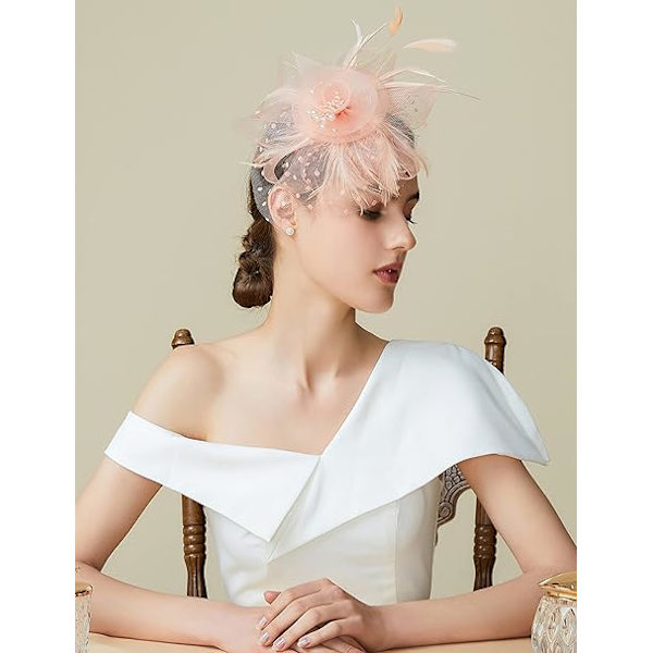 Nätfjäder Fascinator Blomma Hårclips Fascinator Hatt Brud Huvudbonad Bröllop Kyrka Te Party Derby Hattar Race Hattar Champagne