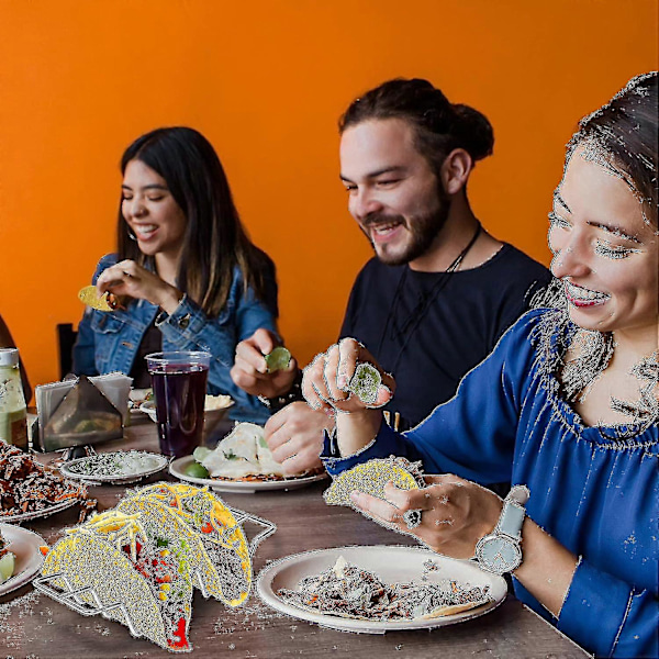 Taco-hållare Set om 3, Taco Shell-hållare i rostfritt stål, Taco-brickor för Taco Bar-presenter och tillbehör, rymmer 4 tacos vardera, ugnssäker för bakning