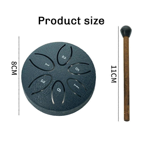 Regntrumma för utomhusbruk, Stål Tongue Drum 6 Toner 3 Tum Chakra Tank Drum Stål Slagverk Vadderade Klubbor Marinblå