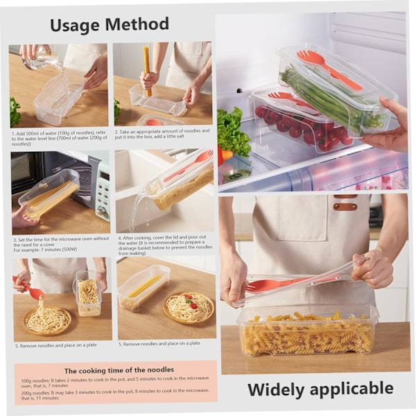 Mikrovågsugnskokare för pasta, mikrovågsskål med sil 1,3L pastakokare med lock ＆ gaffel värmebeständig transparent mikrovågsugn