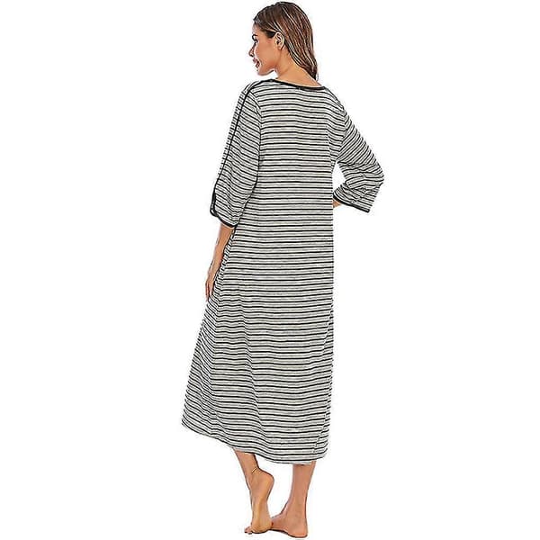 Polyester Dame Natkjole Udskiftningslynlås Efterår Vinter Hjemmekåbe -Sy Grey S