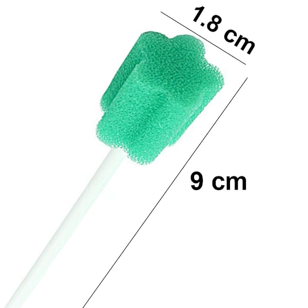 100 st Oral Swabs Engångssvampsstavar för Munvård Rengöring Grön