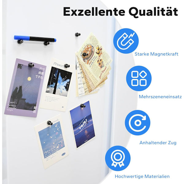 30-pack starka magneter, små neodymmagneter för kylskåp, whiteboard, magnetisk tavla, hantverk, hemmakontor och skola, minmagneter Black 30PCS