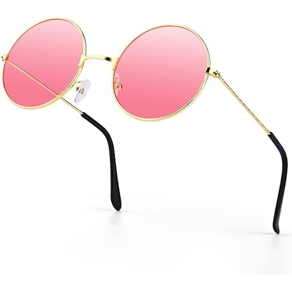 Pyöreät Hippi-Lasit Retro Rose Gold Kehykselliset Aurinkolasit Makeat Värit Vintage Lasit Ihanat Katukuvaus Party Lasit Teini-Tytöille Naisille Pink