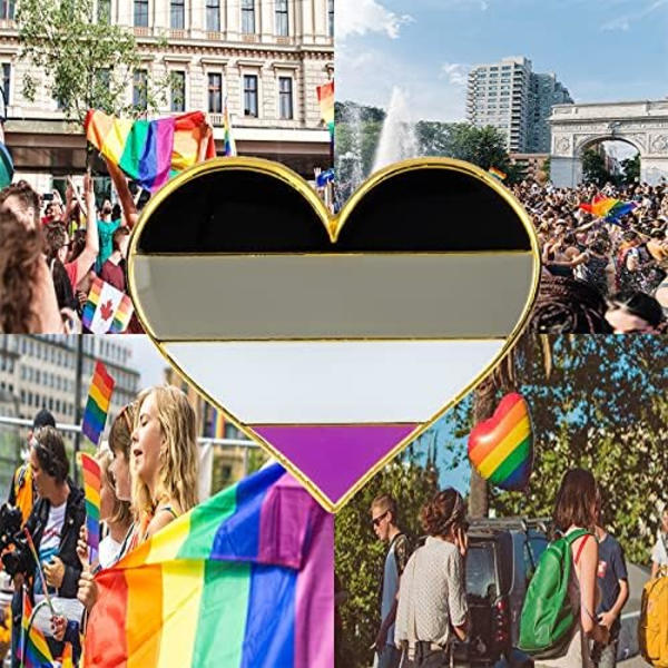5 kpl Biseksuaalinen ylpeys sydänmuotoinen rintaneula, pinssi, lippu, rintaneula Pack 5 Asexual