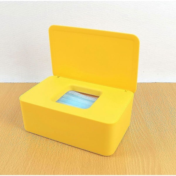 Oppbevaringsboks for våtservietter, dispenser for våtservietter, oppbevaringsboks for papir, etui med lokk, støvtett A Yellow