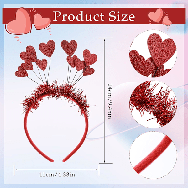 Joulukiilto sydän hiuspanta Glitter sydän hiuspanta Sydänmuotoinen koriste hiuspanta Punainen sydän Glitter tähti hiuspanta Pää Bopper hiusvarusteet Red