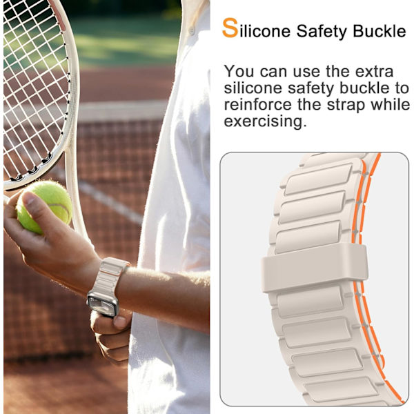 Magnetiska klockarmband kompatibla med Apple Watch-armband Mjukt silikonersättningsband designat för iWatch Starlight Orange 38/40/41mm