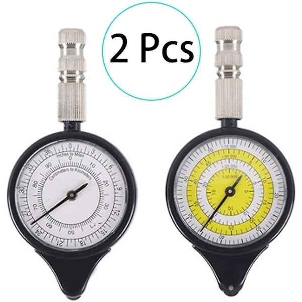 2 st Kartavståndsmätare Odometer Multifunktionell Kompass Kurvmätare Enhet, Opisometer, Kurvmätare, Avståndskalkylator Kartmätare Kompass Vandring
