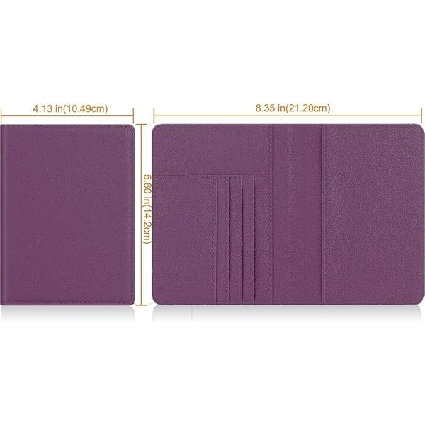Läder Resepassfodral Passfodral Blockering，Läder Kortfodral, Resedokument Organizer Fodral Purple