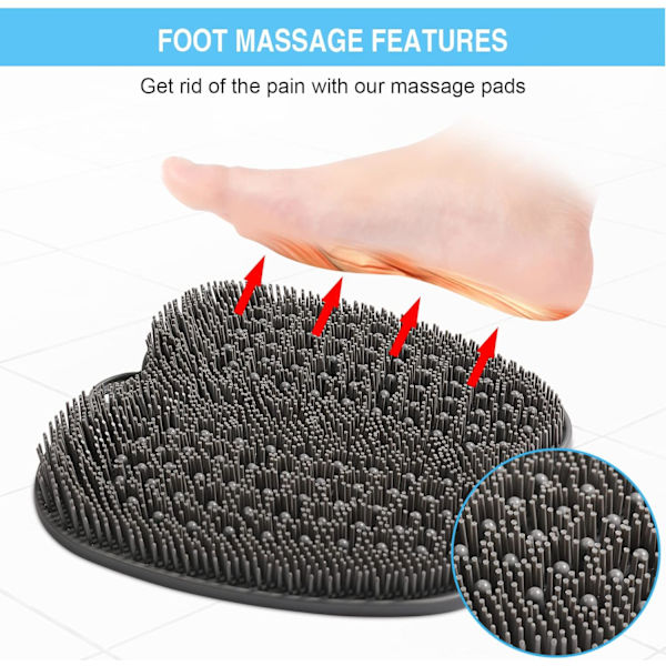 Duschslippa för fötter, fotrengöringsmatta med massagefunktion och halkfria sugkoppar - Rengör, exfolierar, lindrar trötta fötter