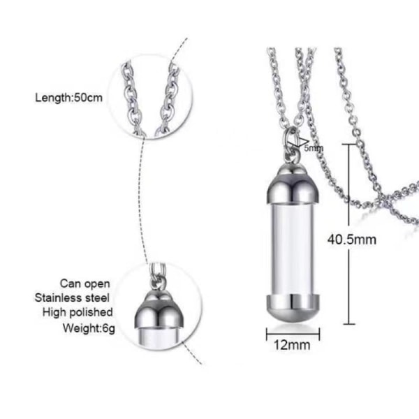 Aske-Timeglas Glas Kremerings Smykker Aske Halskæde Åben Beholder Vedhæng Vial Rør