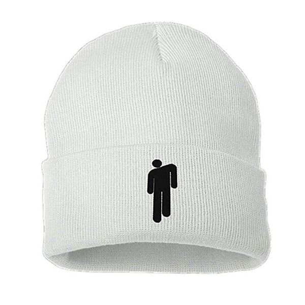 Mode Unisex Höst Vinter Billie Eilish Broderad Stickad Mössa Hip Hop Mössa White