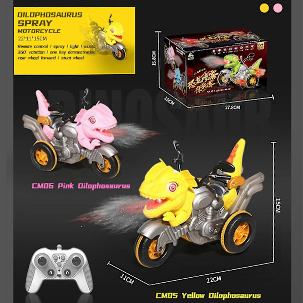 Dinosaur Motorcykel Pojkar Presenter Barn Leksak Fjärrkontroll Diy Kreativ Deformation Bil Leksaker Red A