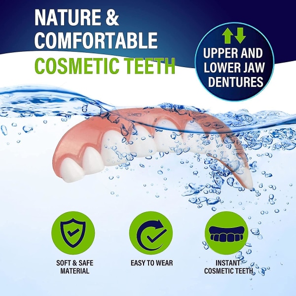 Falska tänder kosmetiska tänder Komfort över- och underkäkeprotes Faner kosmetiska tänder