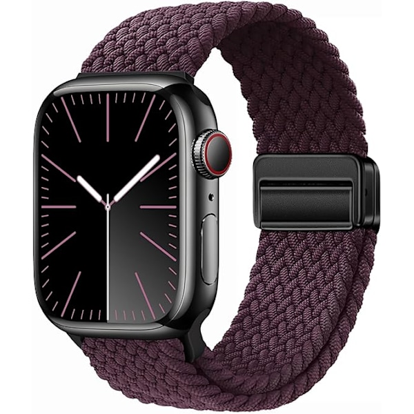 Kompatibel med Apple Watch-rem, elastiskt magnetiskt nylonrem för iWatch Series, män och kvinnor Cherry Red 42/44/45/49mm