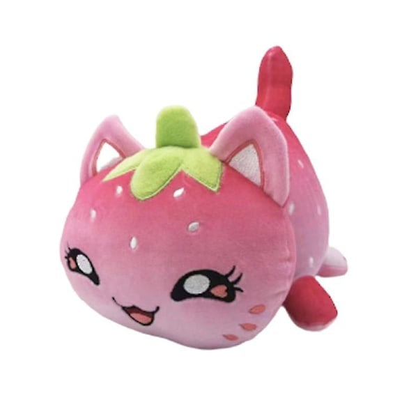 Aphmau Meows Katt Plyschleksak - Mjuk Meemeow Fylld Munk-Katt, Kawaii Pommes Frites och Cheeseburgare Mat Plyschdocka - Perfekt Julklapp strawberry cat