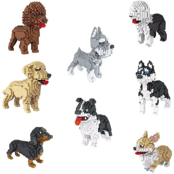 950 brikker. Puddel eller puddelhund. Figur til montering med nanoblock