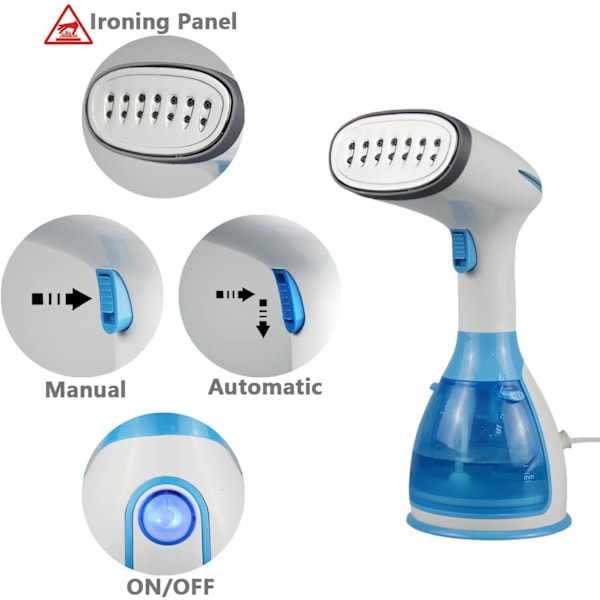 Vertikal dampstrygejern 280 ml, 1500 W dampstrygejern, manuel/automatisk justerbar bærbar dampstrygejern.