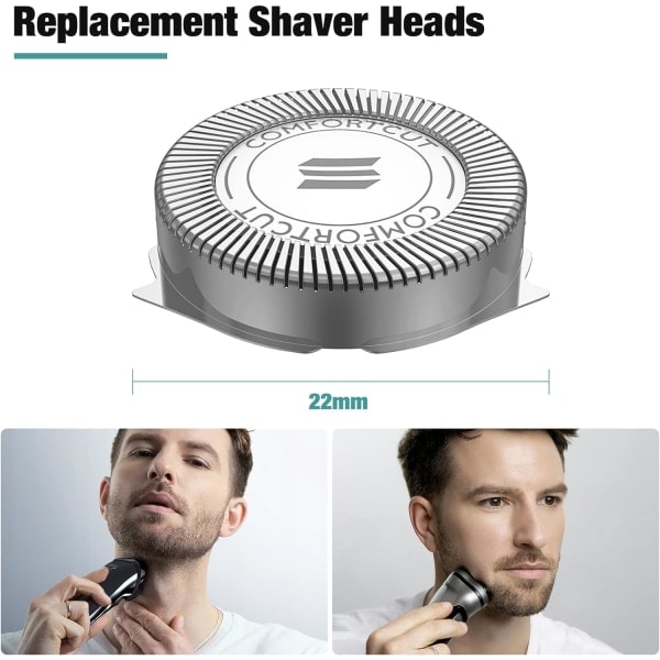 Udskiftningshoveder til herrebarbermaskine, kompatible med serie 1000, 2000, 3000, 5000, 6000 og model AT8xx/AT7xx/PT8xx/PT7xx med spids klinge