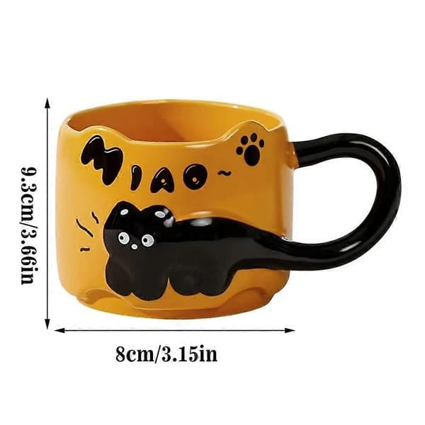 Kat Kat Stablekop, Søde Stabelbare Kaffekopper, Keramiske Sjove Dyr Kaffekopper Orange