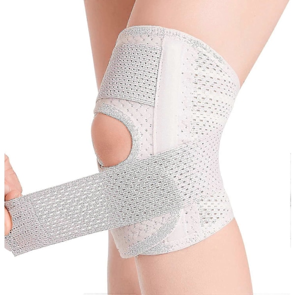 Knæstøtte med Side Stabilisatorer Lindrer Menisk Rivning Knæsmerter Acl Mcl Gigt, Led Smertelindring, Åndbar Justerbar Knæstøtte Velegnet White L Left