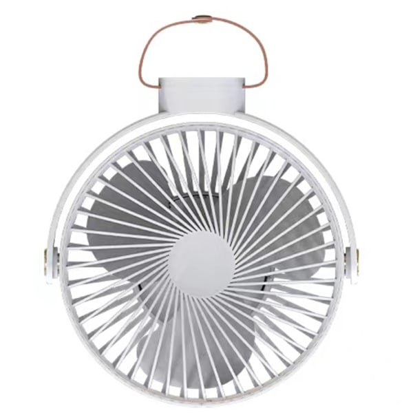 USB Rechargeable 4000mAh Desktop Hanging Fan with LED Lantern 3 Speed Ceiling Fan for Camping Tent Outdoor School White