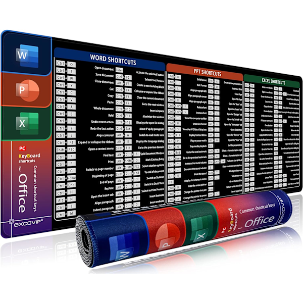 Stor Spillmusmatte, Lang XXL Musmatte, Kontor-Snarveismatte, Utvidet Datamusmatte/Skrivebordsmatte med Sydd Kant for Spillere, Kontor, Hjem Office Shortcuts B 800x300mm