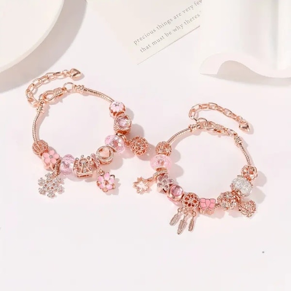 DIY Rose Gold Perle Armbåndsett - Julekalender Gavepakke til Jul og Nyttår Dekorasjoner 2024