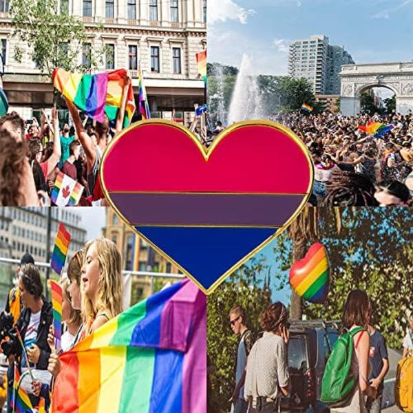 Pakke med 5 Biseksuelle Stolte Hjerteformede Lapel Pins Brocher Pins Flag Badge Broche Badges Bisexual