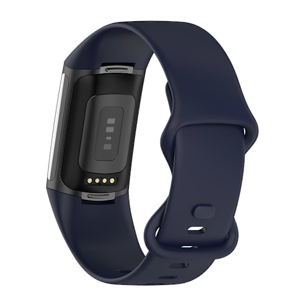 Til Fitbit Charge 5 Silikone Urrem, Størrelse:L L Dark blue