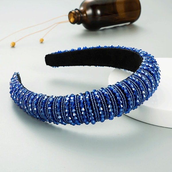 1 stk. Hodebånd Mote Polstret Hårbøyle Perlebesatt Krystall Juvelbesatt Glitrende Hårbøyle Svart Bling Hårsløyfe Blue