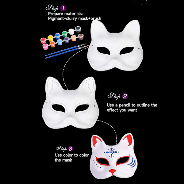 Therian Mask Kattmask, DIY Blanko Vita Papperskattmasker att Dekorera, Anpassningsbara Graffiti-redo Designer, Idealisk För Handmålning Cosplay Juni 6.15 1pc