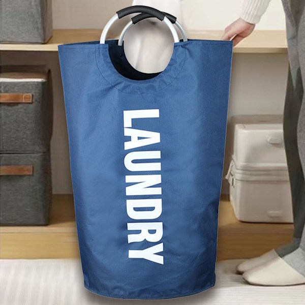 90L Stor tvättkorg, hopfällbar tvättkorg, fristående hög klädbehållare, hopfällbar tvättkorg Navy blue