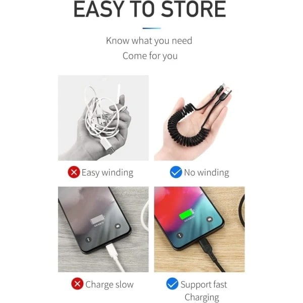 Kierretty USB Type-C -kaapeli, USB-kaapeli sisäänvetotoiminnolla, USB Type-C