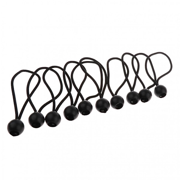 10 Stk. 16 Cm Elastiksnor Til Kraftig Kuglepresenning Stropper Sort